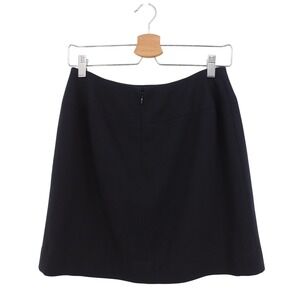 VTG Chanel Boutique Black Wool A-Line Mini Skirt 90s Made in France Size 40